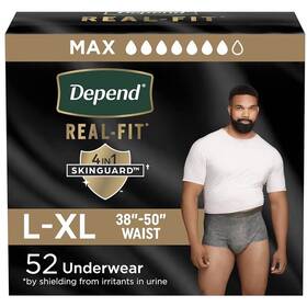 46580-03 Depend Real Fit Incontinence Underwear For Men - Maximum Absorbency L/xl 52 Ct