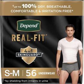 46583-04 Depend Real Fit Incontinence Underwear For Men Disposable Maximum S-m 55 Ct