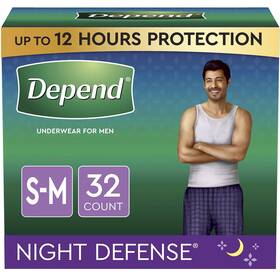 Depend 469265223812 Night Defense Mens Overnight Incontinence Underwear S/m 16ct 2x8