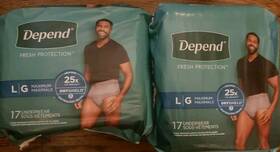 47926-02 Depend 2 Underwear Men Size L/g Fresh Protection 17 Ct Pk Gray
