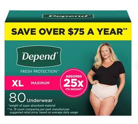 48481 Depend Fresh Protection Womens Underwear Extra Large 80 Ct Free Shipping