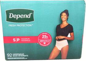 5089301 Depend Dry Shield Underwear For Women Maximum Small 92 Count