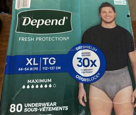 50900-02 Depend Fit-flex Mens Underwear 80 Count - Extra Large 44-54 In Discreet New