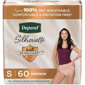 5145602 Depend Silhouette Incontinence And Postpartum Underwear For Women 60 Ct Size Small