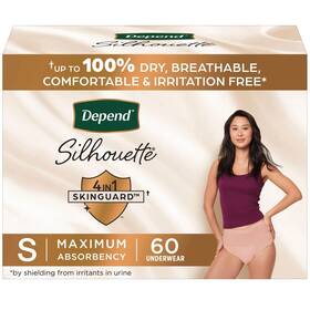 51458 Depend Silhouette Incontinence Underwear For Women Maximum Absorbency Small - 60