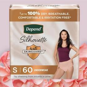5145802 Depend Silhouette Incontinence And Postpartum Underwear For Women 60 Ct Size Small