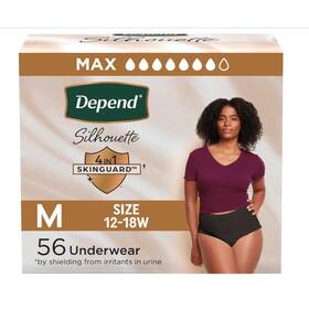 51460 Depend Silhouette Adult Bladder Leak Underwear For Women Medium Black 56 Count