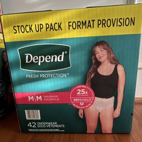 51636007 Depend Fresh Protection Maximum Womens Incontinence Underwear M/m 42 Pack