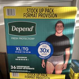 51663-02 Depend Fresh Protection Xl Tg Incontinence Underwear Gray Men 36 Count