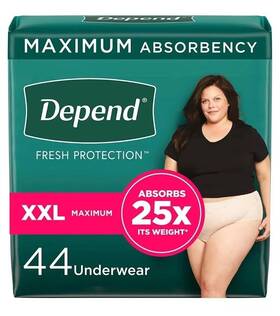 53304-01 Depend 44 Xxl Fresh Protection Adult Incontinence Postpartum Underwear For Women