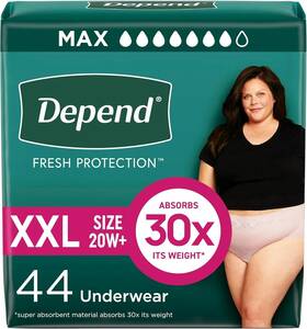 53304-02 Depend 44 Xxl Fresh Protection Adult Incontinence Postpartum Underwear For Women
