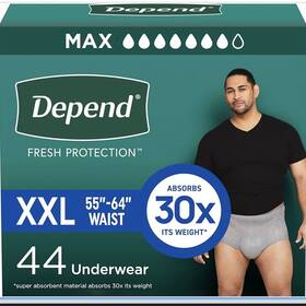 53305-02 Depend Fresh Protection Adult Incontinence Underwear Men Xxl Gray 44ct