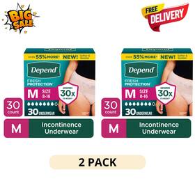 Depend 53742 2 Pack Fresh Protection Womens Underwear M 30ct Incontinence Adult Diaper