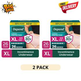Depend 53744 2 Pk Fresh Protection Womens Underwear Xl 26ct Incontinence Adult Diapers