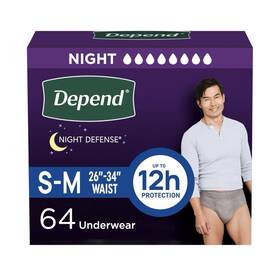 54157-02 Depend Night Defense Incontinence Underwear For Men Overnight S-m Grey 64 Count
