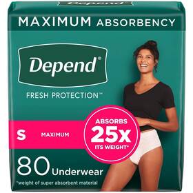 54196-01 Depend Fresh Protection Adult Incontinence Underwear Women Maximum Small 80 Ct