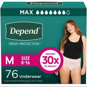 Depend 5419702 Fresh Protection Womens Incontinence Underwear Maximum Medium 76ct