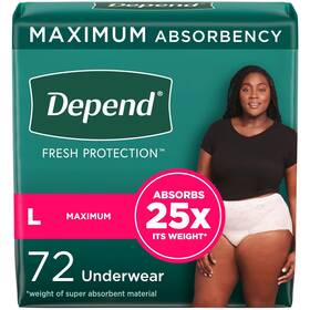 54198-01 Depend Fresh Protection Incontinence Underwear Women Maximum Large 2 Packs Of 36