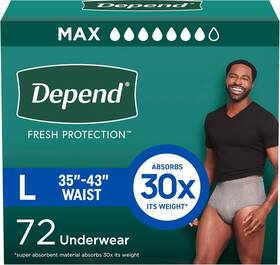 54203-02 Depend Fresh Protection Adult Incontinence Underwear For Men Large 72 Count Depe