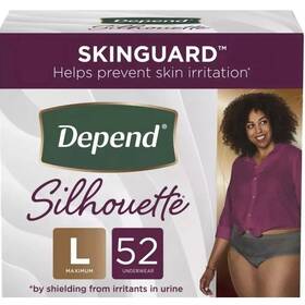 54230-00 Depend Silhouette Incontinence Underwear Women Large 52 Ct Max Absorb Black