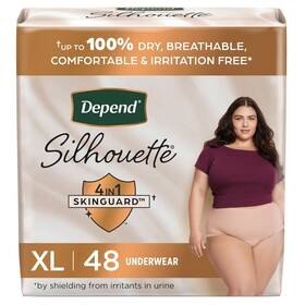 54239-01 Depend Silhouette Incontinence Postpartum Underwear For Women Xl 48ct Pink