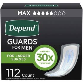 56423 Depend Incontinence Guards For Men Maximum Absorbency 112 Ct