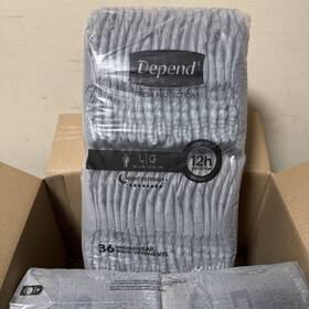 56767 Depend Mens Night Defense Incontinence Underwear Gray Large 72 Ct