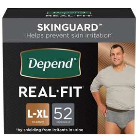 Depend 672670508829 Real Fit Incontinence Underwear For Men Maximum L/xl Grey 52ct