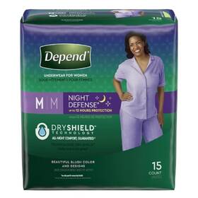 Depend 691338245791 Night Defense Incontinence Overnight Underwear For Women M 15 Count