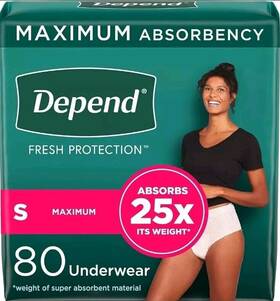 80ctsm Depend Open Pkgs Womens Incontinence Postpartum Bladder Leak Underwear 80ct Sm