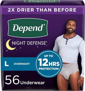 87937522 Depend Night Defense Incontinence Disposable Underwear - Men Overnight 56 Ct
