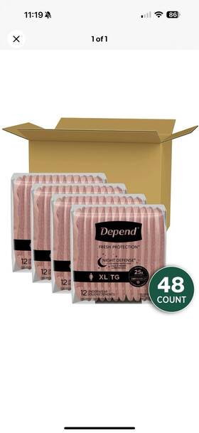 88928702 Depend Womens Night Defense Incontinence Underwear Blush Xl 48 Count