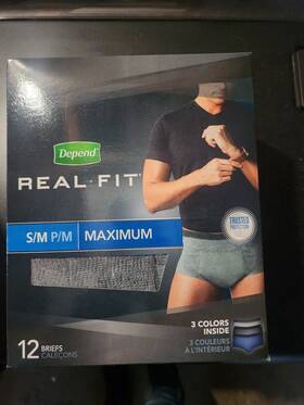 9823 Depend Real Fit Briefs Men Maximum Absorbency S/m 28-40 Waist 12 New
