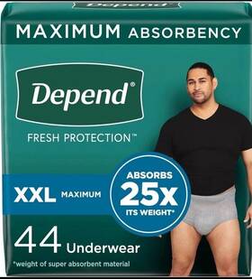 Mh-04 Depend Xxl Maximum Absorbency Incontinence Underwear 44 Count