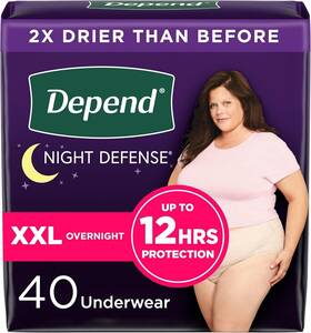 87937523 Depend Night Defense Adult Incontinence Underwear For Women Overnight Xxl 40 Ct