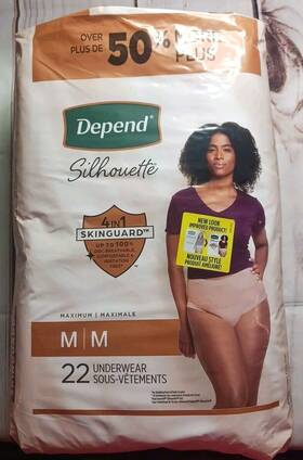 Depends 036000514506 Silhouette Womens Size Medium 22 Ct Blush Pink