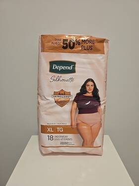 Depends 036000542196 Silhouette Womens Size Extra Large 18 Ct Blush Pink