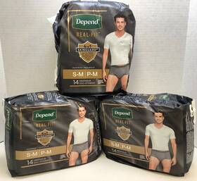 Depends 036000554267 Real Fit Incontinence Briefs Mens S/m Maximum 42ct Free Shipping