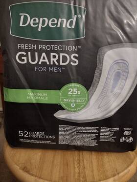 3600-13792 Depends Fresh Protection Guards For Men 52 Count Dry Shield Comfort Flex