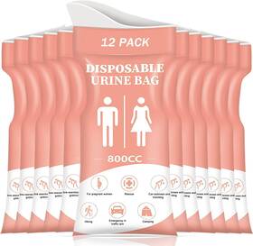 Dibbatu 445025226258 New Disposable Urine Bags 12/24 Pack 800ml Portable Travel Pee Bag Unisex Campin