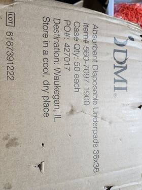 Dmi 041298991861 Ultra Absorbent Extra Large Incontinence Bed Pads 36x36 Disposable 50 Pack