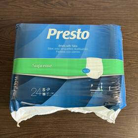 Abb21010 Drylock Technologies Ltd Presto Supreme Incontinence Brief Small 22 Inch -36 Pk Of 24 - New Sealed