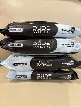 Dw-ce-otc-3 Dude 4 Pk 48 Count Extra Large Flushable Medicated Wipes With Witch Hazel And Aloe Vera