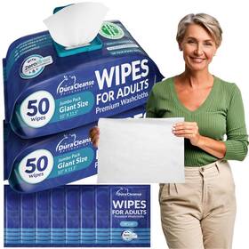 Dura Cleanse 628634093528 Xl Bath Wipes For Adults No Rinse 2 Pack 100 Count 8 Travel Body 1