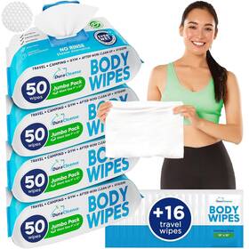 Duracleanse 628634093191 Xl Body Wipes - 4 Pack 200 Shower 16 Travel Bath Sheets 9 Inch X 12