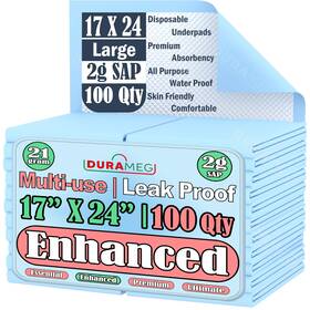 1724r-100 Durameg Inc#1724r-100 Chucks Pads 17x24 100 Pack Disposable Blue Underpads With 2g Sap Fluff Fo