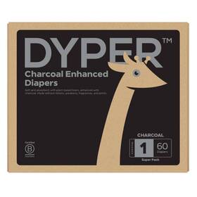 90380962 Dyper Disposable Charcoal Enhanced Diapers - Size 1- 60ct