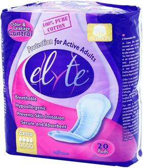 Eai03e Elyte Cotton Hypoallergenic Bladder Control Pads Extra Case/120 6/20s