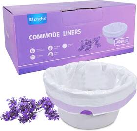 Elzrghs 445000336316 Commode Liners For Bedside Portable Toilet Bed Pan 100 Count Lavender