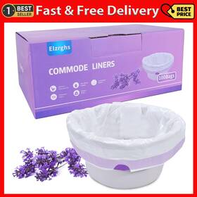 Elzrghs 445004561585 Commode Liners For Bedside Portable Toilet Bed Pan 100 Count Lavender